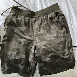Dark green camo lululemon shorts 9 inch inseam